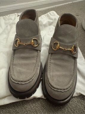 Gucci Grey Suede Horsebit Boots